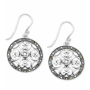 CRYSTAL AND MARCASITE CIRCLE DROP EARRINGS NWT